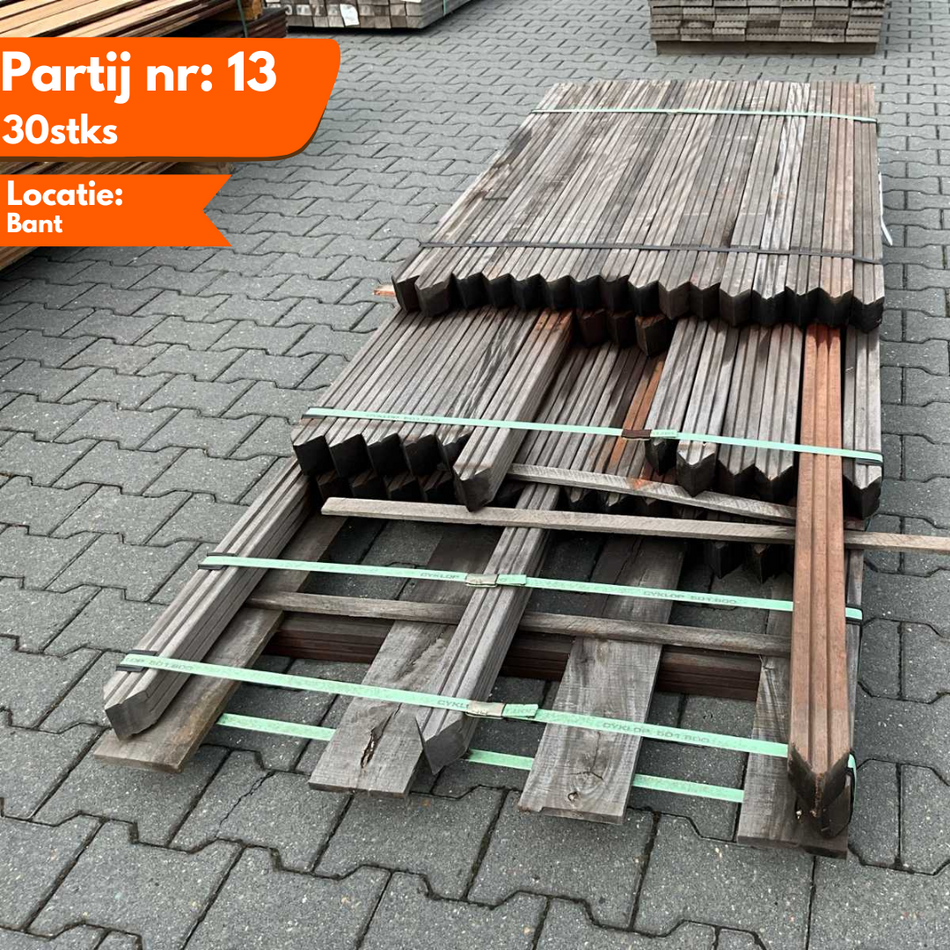 Hardhout Cupiuba Geschaafde Palen 1000-2500x60x60mm