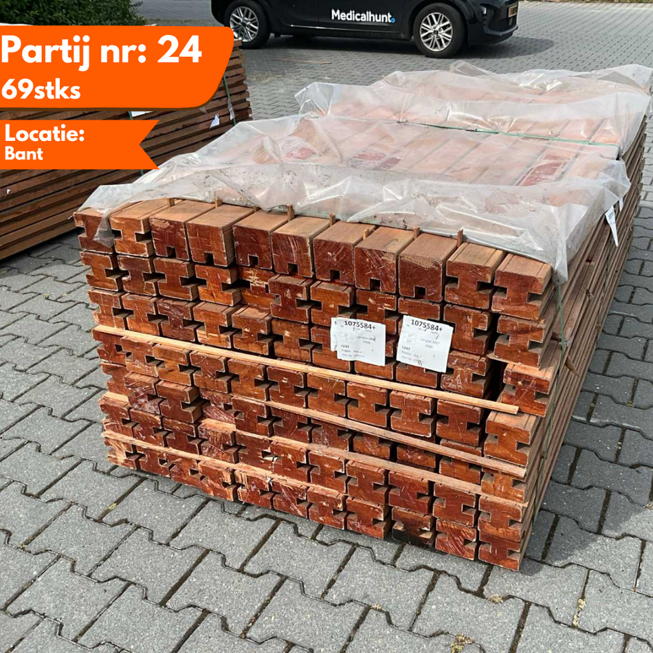 Bangkirai Schuttingpalen 2000x90x90mm