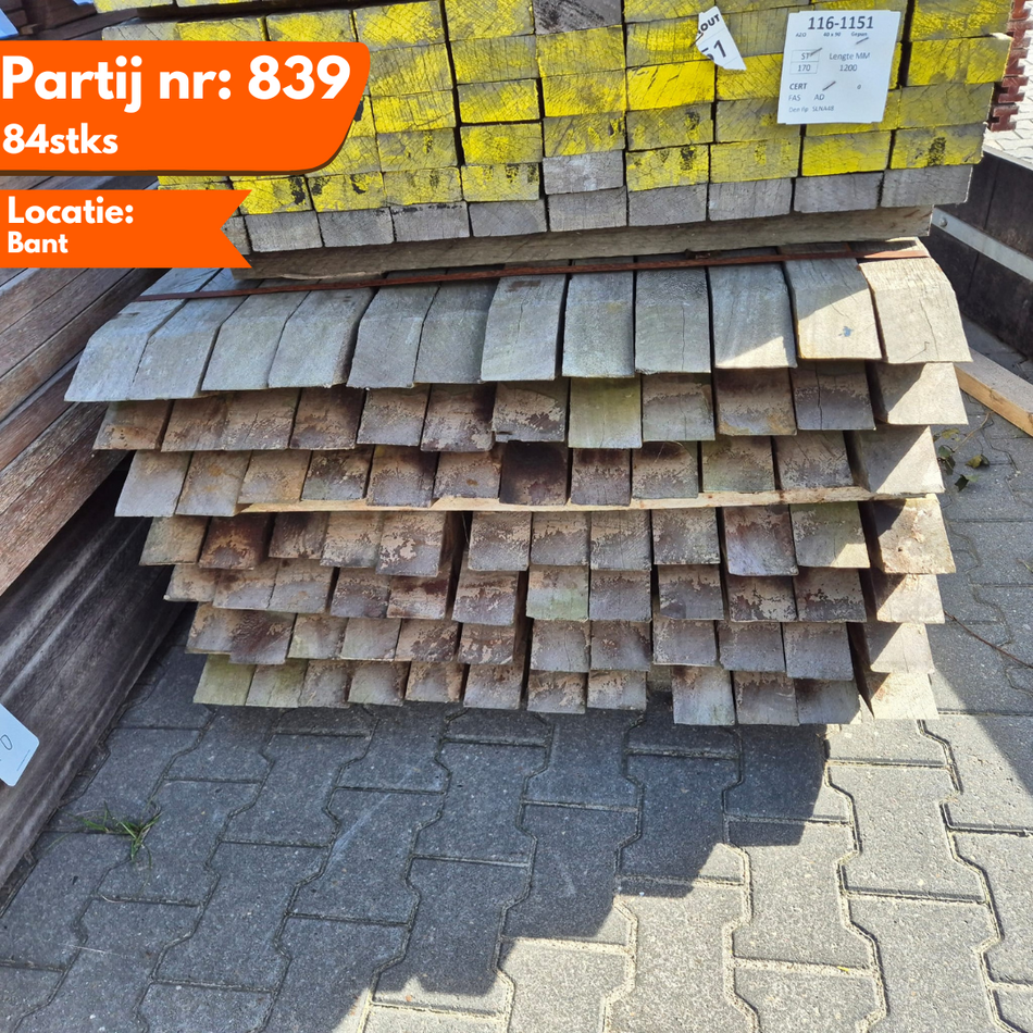 Hardhout Azobe Palen 1500x80x80mm