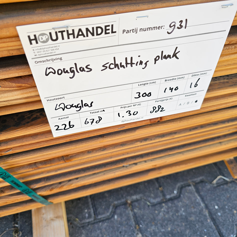 Douglas Schuttingplanken 3000x140x16mm