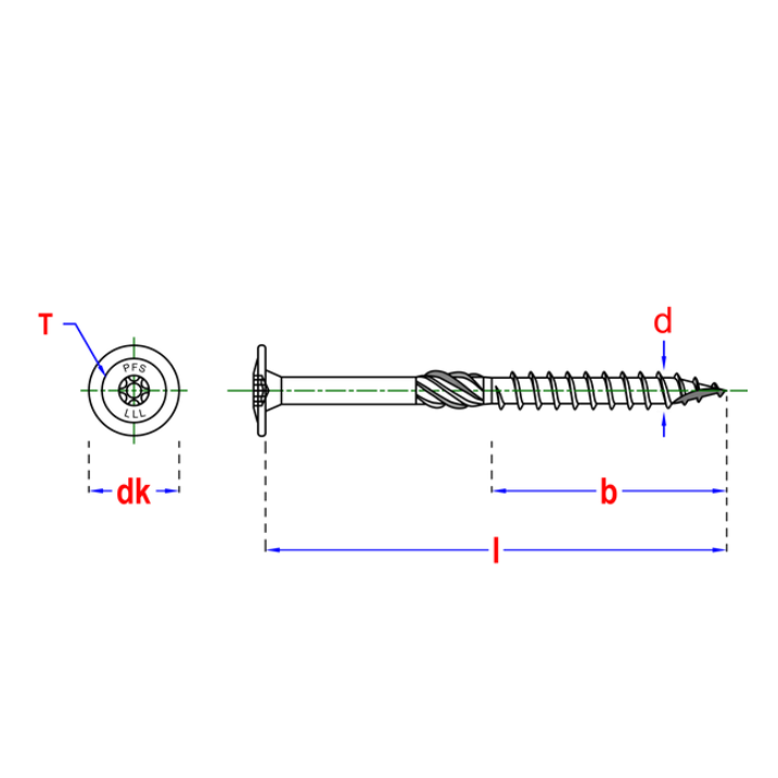 PFS Flenskophoutschroef T40 Ø8,0x80 | 50 stuks