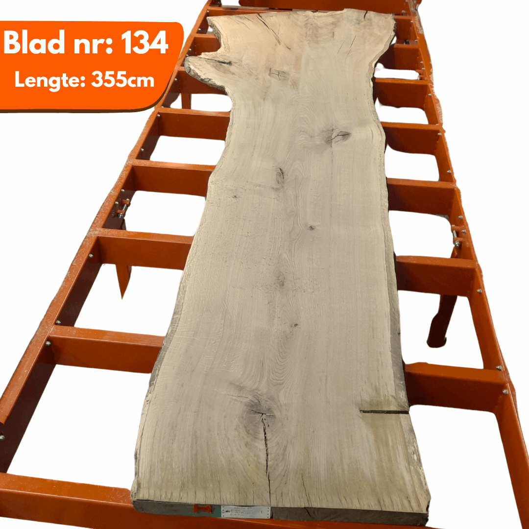 Tafelblad boomstam 134 - Inlands Eiken 355x124-74-76x6cm