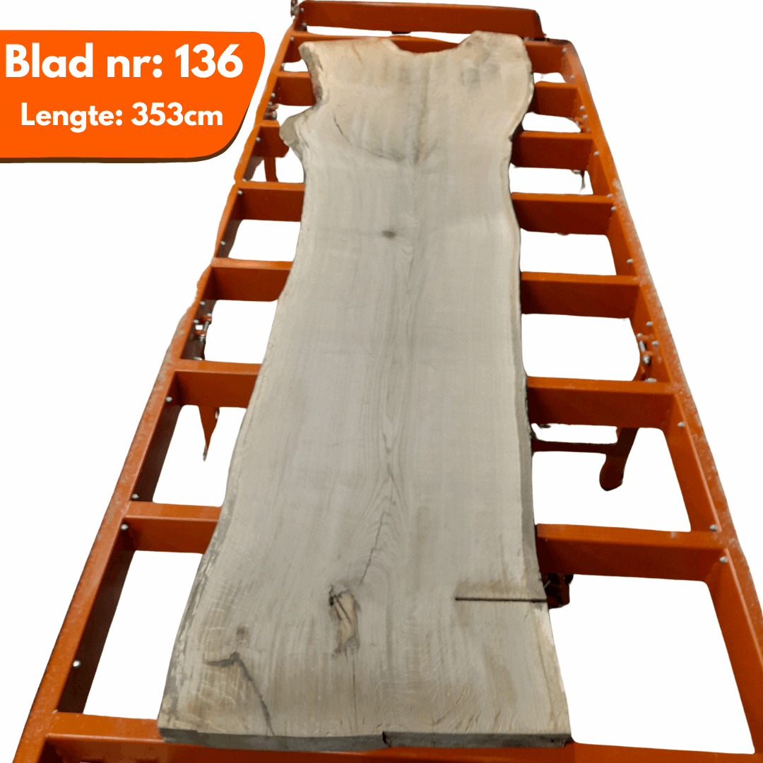 Tafelblad boomstam  136 - Inlands Eiken 353x118-76-78x5.5cm
