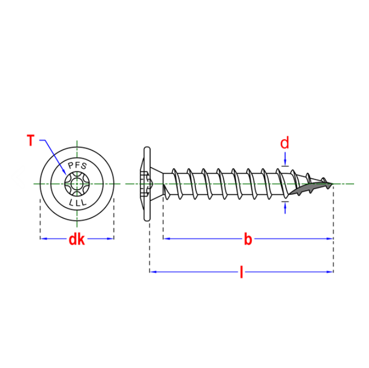 PFS Flenskop Houtschroef T30 Ø6x30 BT | 100 stuks