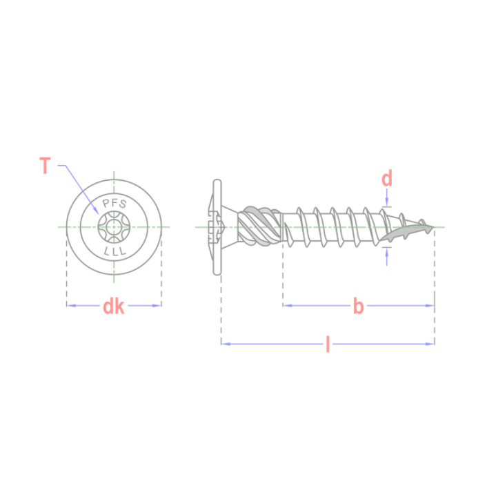 PFS Flenskophoutschroef T30 Ø6,0x40 | 100 stuks