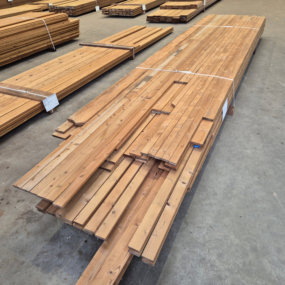 Thermo Vuren Geschaafde Plank Barcode zicht. Lengte 5400 tot 3600mm x  Diverse breedten