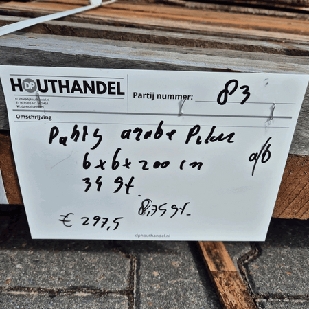 Partij Azobe Palen 2000x60x60mm