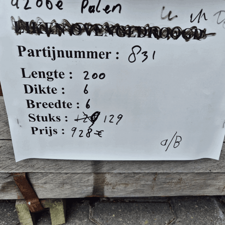 Partij Azobe Palen 2000x60x60mm