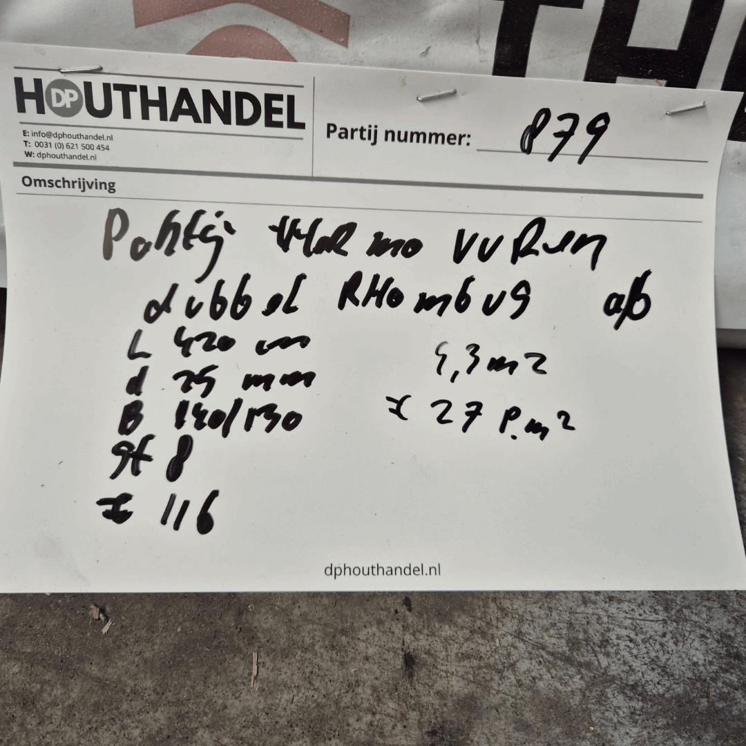 Partij 879 Thermo Vuren Dubbel Rhombus 4200x140x25mm