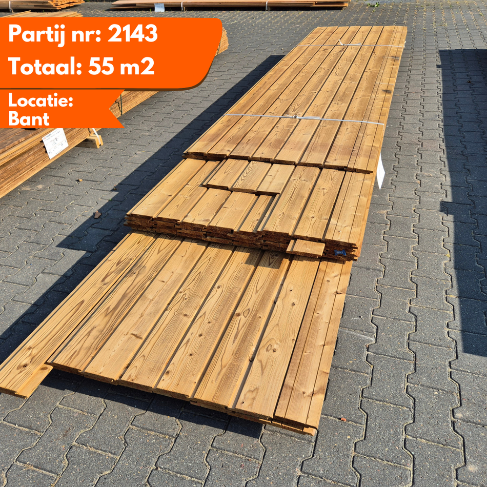 Partij Thermo Vuren Rabat planken Geborsteld 3600-3900-4200-4500-5400x140-130x19mm