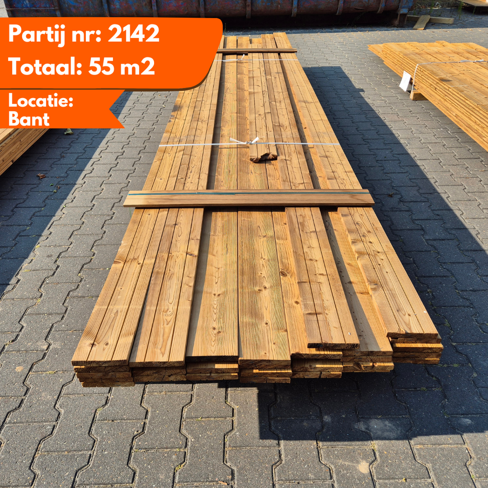 Partij Thermo Vuren halfhouts Rabat planken Geborsteld 4200-4800x140x20mm
