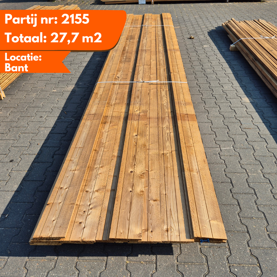 Partij Thermo Vuren halfhouts Rabat planken Geborsteld 4500-5400x185-175x22mm