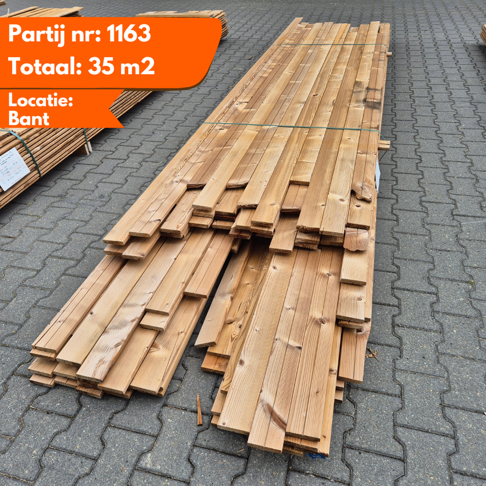 Partij Thermo Vuren planken geborsteld van 2900 tot 4800x90x18mm