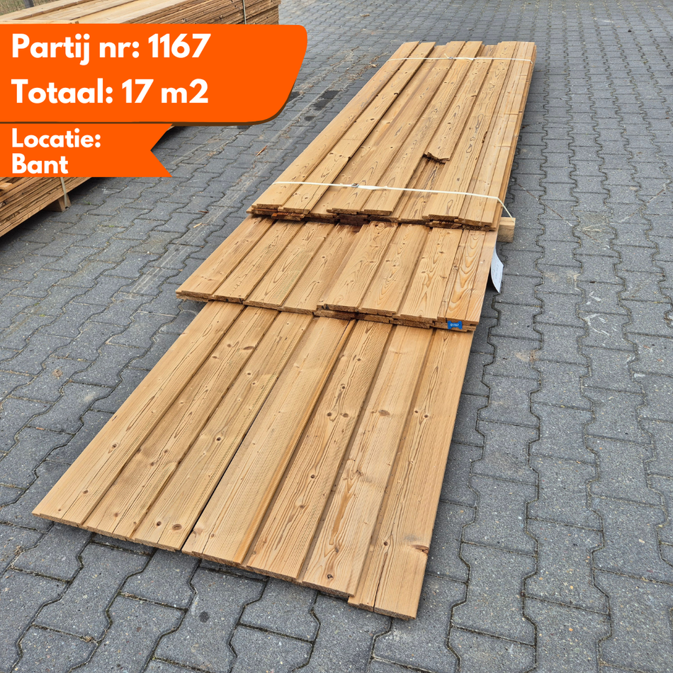 Partij Thermo Vuren halfhouts Rabat planken geborsteld 3000-3600-4500x140-130x20mm