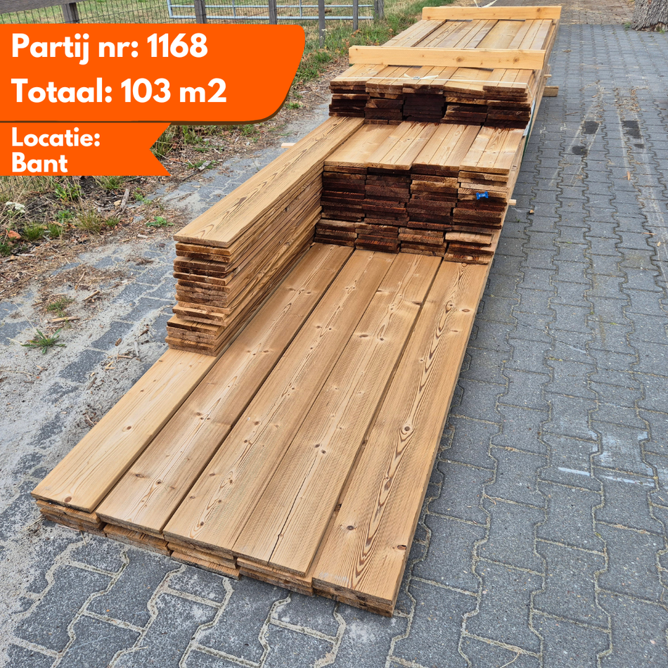 Partij Thermo Vuren planken geborsteld 3000-3600-4500-5100x185x18mm