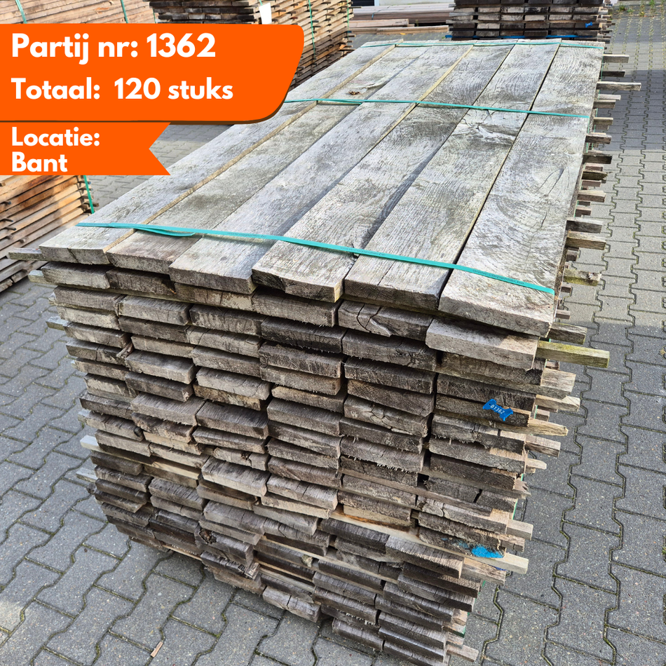 Partij Eiken planken 2000x160x27-30mm Windgedroogd
