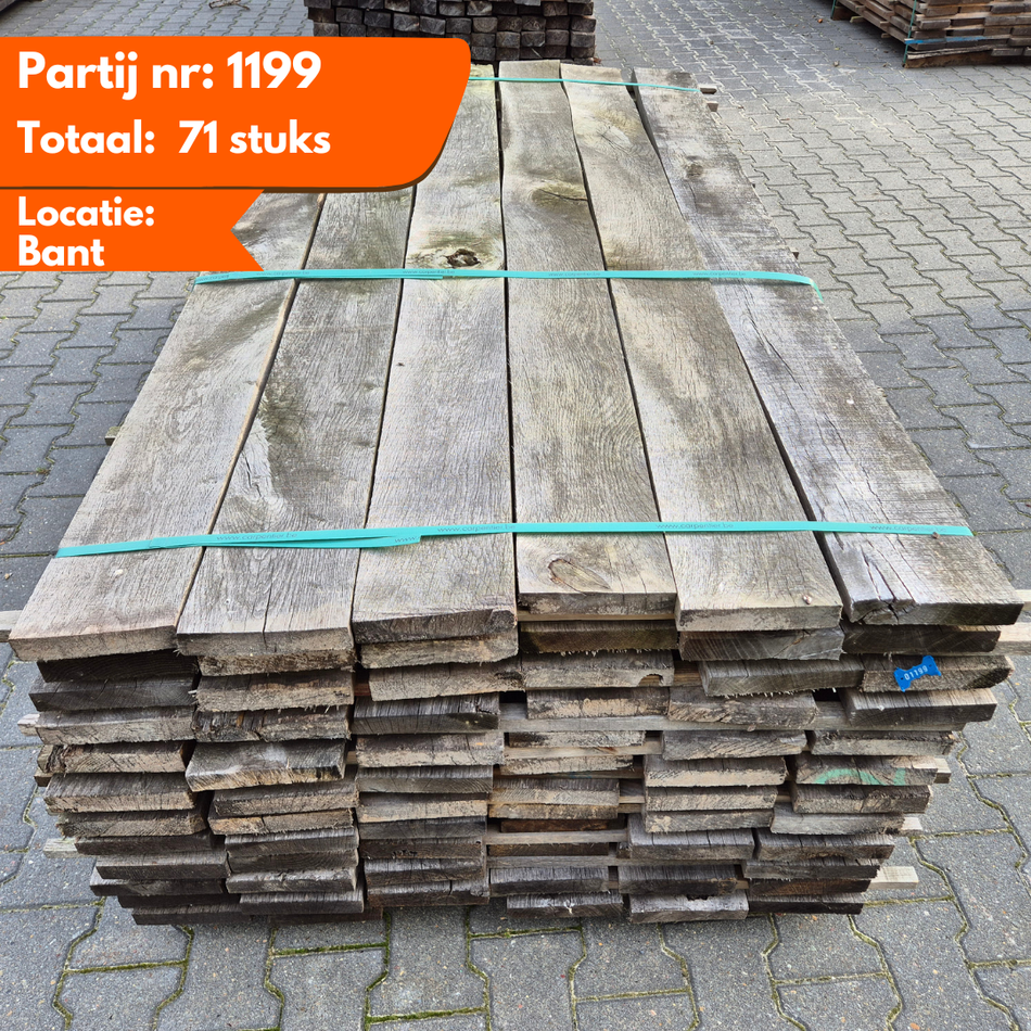 Partij Eiken planken 2100-2300x160x27-30mm Windgedroogd