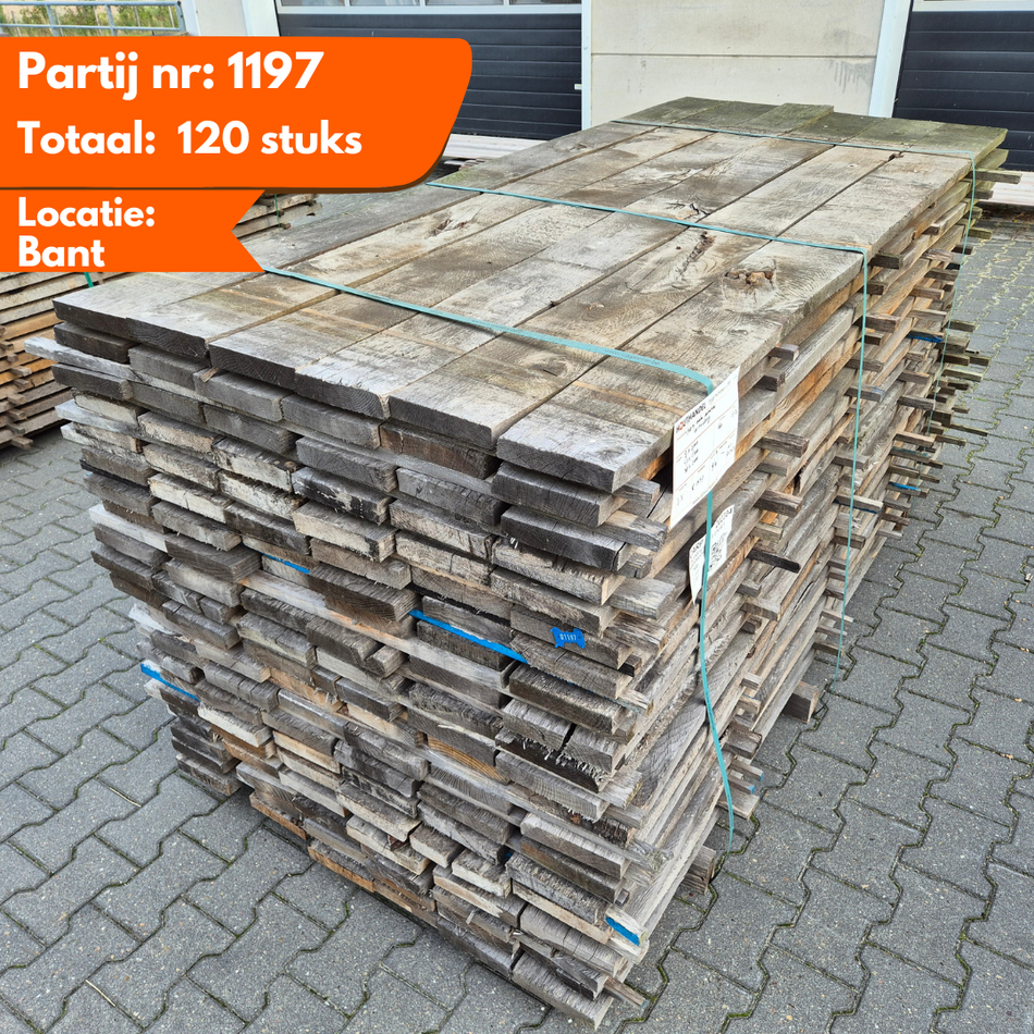 Partij Eiken planken 2000-2100-2300x160x27-30mm Windgedroogd