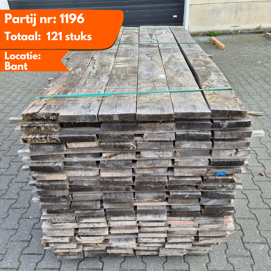 Partij Eiken planken 2000-2100-2300x160x27-30mm Windgedroogd