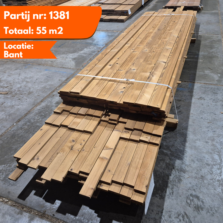 Partij Thermo Vuren planken geborsteld van 3000 tot 4800x66-90x18mm