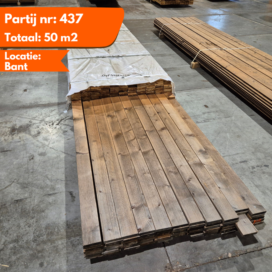 Partij Thermo Vuren planken geborsteld 3300-4800x90x20mm