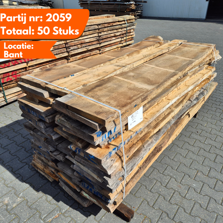 Partij Duits Eiken Schaaldelen 3600-2500x450-200x40-42mm Windgedroogd
