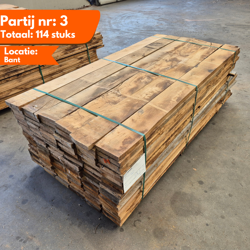 Partij Eiken planken 114st. Droog 1900-2100x160x27/30mm