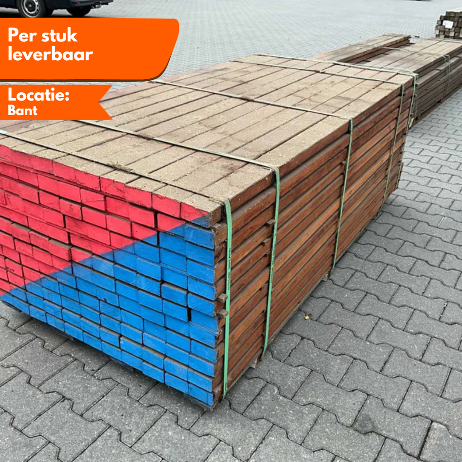 Angelim Vermelho Hardhout Geschaafde Balken 2000x90x45mm p.st. leverbaar